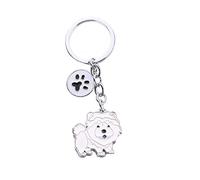 Schlüsselanhänger mit Hundemotiv, niedlicher Metall-Schlüsselanhänger, Taschenanhänger, tolles Geburtstgsgeschenk, 10 cm, (Weißer Chow-Chow)