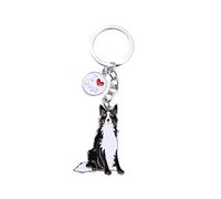 Schlüsselanhänger mit Hundemotiv, niedlicher Metall-Schlüsselanhänger, Taschenanhänger, tolles Geburtstgsgeschenk, 10 cm, (Border Collie)