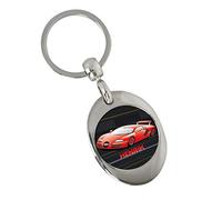 Schlüsselanhänger mit Namen Henrik und Auto-Motiv | Namens-Anhänger mit Einkaufs-Chip für Kinder und Erwachsene