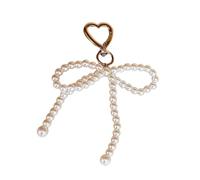 Schlüsselanhänger mit Perlen, Schleife, handgefertigter Schmuck, silber, Einheitsgröße