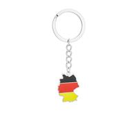 Schlüsselanhänger Mit Retro-Deutschland-Karte Und Flagge - Deutscher Ethnischer Emaille-Anhänger Mit Geometrischem Motiv, Charm, Patriotischer Schmuck Für Paare, Trendiges Accessoire, Schulabsch