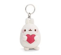 Schlüsselanhänger MOLANG mit Herz 8cm weiß - Plüsch-Begleiter Kuscheltieranhänger mit Schlüsselring für Schlüsselband, Schlüsselbund & Schlüsselhalter