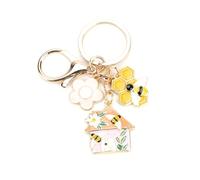 Schlüsselanhänger Pilzhaus Für Mädchen, Viel Glück Im Neuen Zuhause, Einweihungsgeschenk Mit Schmetterling Und Blumen Anhänger, Perfekt Für Schulranzen Oder Rucksack, Haus-Dekor Für Paare (Rosa1)