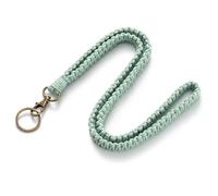 Schlüsselanhänger Schlüsselband Baumwollschnur Lanyard Grün | Makramee-Stil mit Schlüsselring, Länge: 47 cm. Ideal zum Befestigen von Ausweishalter Schlüssel und Kleinen Zubehör