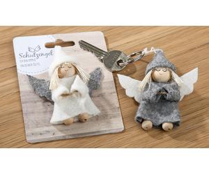 Schlüsselanhänger Schutzengel grau