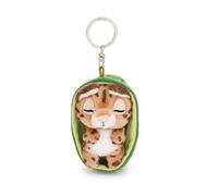 Schlüsselanhänger Sleeping Pets Karacal 8cm im Körbchen - bunt - Treuer-Plüschbegleiter für Rucksack oder Tasche, Schlüsselhalter für Klein und Groß | 63164
