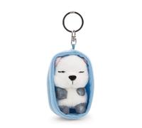 Schlüsselanhänger Sleeping Pets Schneefuchs 8cm im Körbchen - bunt - Treuer-Plüschbegleiter für Rucksack oder Tasche, Schlüsselhalter für Klein und Groß | 63169