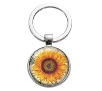 Schlüsselanhänger Sonnenblume für Männer und Frauen, Schlüsselanhänger mit gelber Sonnenblume, Schlüsselanhänger mit Sonnenblumenmotiv, Geschenk für Liebhaber von Sonnenblumen, Accessoire aus Metall