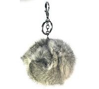 Schlüsselanhänger Taschenanhänger Fell Pompon Pelzbommel Fellbommel (naturfarben-Weiss-schwarz)