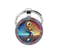 Schlüsselanhänger, Taschenschmuck bedruckt Baum des Lebens und Yin & Yang Symbol