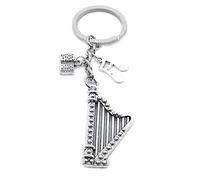 Schlüsselanhänger WS0L5W Harfe irische Bücher Note Musik silberfarben antik-optik