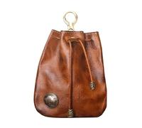 Schlüsselbörse aus Rindsleder, Retro-Autoschlüssel-Etui, handgefertigte Tasche mit Kordelzug, Leder-Aufbewahrungstasche, kompaktes Zubehör, schicker Organizer, Rindsleder, Schlüsselbörse für Frauen