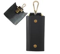 Schlüsselbörse - Schlüsselhalter aus Leder | Schec 16 x 6 cm für Autoschlüssel | Organizer zur Aufbewahrung von Pu Mens Coin Purse mit Karabiner | Aufbewahrungstasche aus Leder für zu Hause, Schwarz