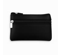 Schlüsseletui Leder, 11x8 cm, Schlüsseltasche Leder Kunstleder Schwarz für Damen und Herren, Auto-Schlüsseletui mit Reißverschlussfach und Schlüsselring