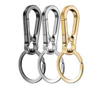 Schlüsselkarabiner, Karabiner Schlüsselanhänger, Carabiner Schlüsselanhänger, Karabinerhaken Schlüsselanhänger, 3er-Set für Autoschlüssel, Rucksack, Camping, Reisen (weiß, Gold, schwarz)