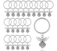 Schlüsselring mit Kette Schutzengel Anhänger 20 Stück Schlüsselanhänger Basteln Set (20 Schlüsselanhänger Ringe Kette +20 Schutzengel Anhänger), Schlüsselringe für Schlüssel DIY Schmuckherstellung