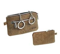 Schlüsseltasche Leder braun Herren Damen mit Münzfach Geldfach + 2 Schlüsselringe Echtleder Schlüsseletui Schlüsselmäppchen Männer