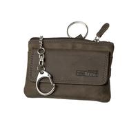 Schlüsseltasche Leder Dunkelbraun Schlüsseletui Leder Schlüsselmäppchen Büffel dunkel-braun für Damen und Herren + Karabiner und 2 Schlüsselringe + Münzfach
