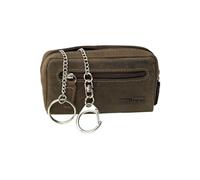 Schlüsseltasche Leder groß Leder dunkel-braun schwarz Schlüsseletui XXL Schlüsselmäppchen groß mit Münzfach und Karabiner und Schlüsselring