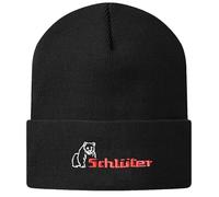 Schlüter Beanie Oldtimer Rollmütze mit Stickmotiv weiß/rot Schlepper Logo| Schwarz | Einheitsgröße