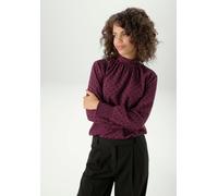 Schlupfbluse ANISTON CASUAL, Damen, Gr. 34, rot (bordeaux, schwarz, gepunktet), Crêpe, Obermaterial: 100% Polyester, bedruckt, gepunktet, figurumspielend hüftbedeckend, Smokbündchen, Blusen Schlupfblu