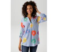 Schlupfbluse ANISTON CASUAL, Damen, Gr. 36, bunt (blau, weiß, lila, zartgelb, hellblau, marine, orange, pink, rosa, hellgrün, dunkelgrün, türkis, dunkelbraun), Web, Obermaterial: 100% Viskose, bedruck