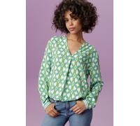 Schlupfbluse ANISTON CASUAL, Damen, Gr. 36, bunt (wollweiß, apfelgrün, türkis), Web, Obermaterial: 100% Viskose, bedruckt, gemustert, lässig geschnitten Po-bedeckend, V-Ausschnitt, 1-Knopf-Manschette,