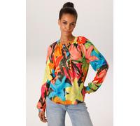 Schlupfbluse ANISTON CASUAL, Damen, Gr. 36, türkis, blau, fuchsia, orange, rot, rosa, oliv, limette, hellgrün, taupe, schwarz, Web, Obermaterial: 100% Viskose, bedruckt, geblümt, lässig geschnitten hü