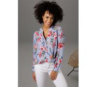 Schlupfbluse ANISTON CASUAL, Damen, Gr. 38, bunt (hellblau, rot, rosa, wollweiß, grün, royalblau, mais, bordeaux), Web, Obermaterial: 100% Viskose, bedruckt, geblümt, figurumspielend Po-bedeckend, V-A