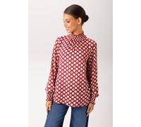 Schlupfbluse ANISTON CASUAL, Damen, Gr. 38, rot (dunkelrot, wollweiß, pink, flieder), Crêpe, Obermaterial: 100% Polyester, bedruckt, gemustert, figurumspielend hüftbedeckend, Smokbündchen mit Gummizug