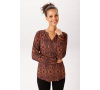 Schlupfbluse ANISTON CASUAL, Damen, Gr. 38, schwarz, orange, terrakotta, lila, lavendel, Single Jersey, Obermaterial: 95% Viskose, 5% Elasthan, bedruckt, gemustert, figurumspielend hüftbedeckend, V-Au