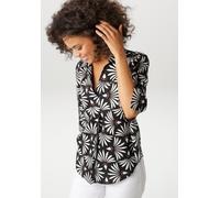 Schlupfbluse ANISTON CASUAL, Damen, Gr. 38, schwarz, wollweiß, lachs, Web, Obermaterial: 100% Viskose, bedruckt, gemustert, lässig geschnitten hüftbedeckend, Manschette mit Schlitz, Blusen Schlupfblus