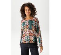 Schlupfbluse ANISTON CASUAL, Damen, Gr. 40/42, sand, petrol, smaragd, schwarz, flieder, ocker, bordeaux, lachs, Georgette, Obermaterial: 100% Polyester, bedruckt, ethno, leicht transparent, oversize k