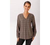 Schlupfbluse ANISTON CASUAL, Damen, Gr. 40, braun (braun, beige), Web, Obermaterial: 100% Viskose, bedruckt, gemustert, figurumspielend hüftbedeckend, V-Ausschnitt, 1-Knopf-Manschette, Blusen Schlupfb