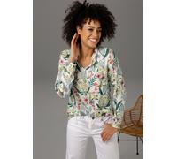 Schlupfbluse ANISTON CASUAL, Damen, Gr. 40, bunt (wollweiß, dunkelgrün, apfelgrün, helltürkis, rot, orange, rosa, olivgrün), Web, Obermaterial: 100% Viskose, bedruckt, geblümt, gemustert, figurumspiel