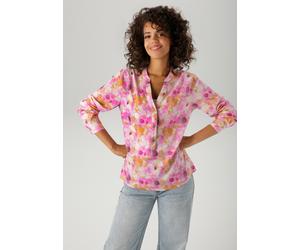 Schlupfbluse ANISTON CASUAL, Damen, Gr. 40, gelb (vanille, pink, rosa, gelb, curry, beere, rauchblau), Web, Obermaterial: 100% Viskose, bedruckt, gemustert, figurumspielend Po-bedeckend, V-Ausschnitt,