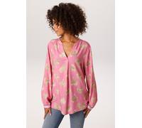 Schlupfbluse ANISTON CASUAL, Damen, Gr. 40, pink, hellbeige, dunkelbeige, Web, Obermaterial: 100% Viskose, bedruckt, gemustert, lässig geschnitten Po-bedeckend, V-Ausschnitt, 1-Knopf-Manschette, Bluse