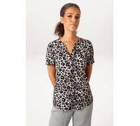 Schlupfbluse ANISTON CASUAL, Damen, Gr. 42, bunt (hellgrau, grau, schwarz, weiß), Single Jersey, Obermaterial: 95% Viskose, 5% Elasthan, bedruckt, gemustert, figurumspielend hüftbedeckend, V-Ausschnit