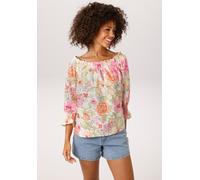 Schlupfbluse ANISTON CASUAL, Damen, Gr. 44, bunt (wollweiß, rosa, gelb, hellgrün, orange, pink, hellblau, braun), Web, Obermaterial: 100% Polyester, bedruckt, geblümt, lässig geschnitten hüftbedeckend