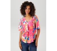 Schlupfbluse ANISTON CASUAL, Damen, Gr. 44, pink (pink, hellpink, fuchsia, wollweiß, orange, royalblau, gelb, apfelgrün), Web, Obermaterial: 100% Viskose, bedruckt, gemustert, lässig geschnitten hüftl