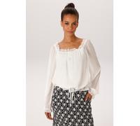 Schlupfbluse ANISTON CASUAL, Damen, Gr. 44, wollwweiß, Chiffon, Obermaterial: 100% Polyester, Strukturmuster, transparent, unifarben, lässig geschnitten hüftlang, Carmenausschnitt, Raglanärmel Rüschen