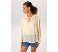 Schlupfbluse ANISTON CASUAL, Damen, Gr. 46, gelb, Chiffon, Obermaterial: 100% Polyester, transparent, unifarben, lässig geschnitten hüftbedeckend, V-Ausschnitt, elastischer Bund mit Gummizug, Blusen S