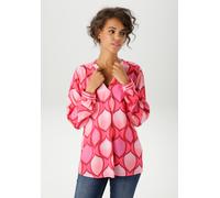 Schlupfbluse ANISTON CASUAL, Damen, Gr. 46, rot (pink, bordeaux, lavendel, orange, rosa, rosé, apricot), Web, Obermaterial: 100% Viskose, bedruckt, gemustert, lässig geschnitten Po-bedeckend, V-Aussch