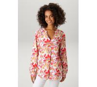 Schlupfbluse ANISTON CASUAL, Damen, Gr. 46, weiß, rosa, rot, senf, lila, Web, Obermaterial: 100% Viskose, bedruckt, geblümt, lässig geschnitten Po-bedeckend, V-Ausschnitt, 1-Knopf-Manschette, Blusen S