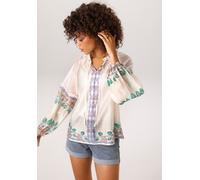 Schlupfbluse ANISTON CASUAL, Damen, Gr. 46, wollweiß, smaragdgrün, jeansblau, braun, sand, hellblau, dunkelbraun, schwarz, Web, Obermaterial: 85% Lyocell, 15% Polyester, bedruckt, gemustert, leicht tr