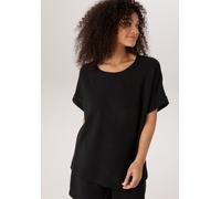Schlupfbluse ANISTON PLUS, Damen, Gr. 46, schwarz, Piqué, Obermaterial: 100% Polyester, unifarben, figurumspielend Po-bedeckend, Rundhals, Blusen Schlupfbluse, in weicher Pique-Qualität - NEUE KOLLEKT