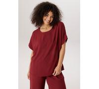 Schlupfbluse ANISTON PLUS, Damen, Gr. 48, rot (dunkelrot), Piqué, Obermaterial: 100% Polyester, unifarben, figurumspielend Po-bedeckend, Rundhals, Blusen Schlupfbluse, in weicher Pique-Qualität (47917