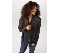 Schlupfbluse ANISTON PLUS, Damen, Gr. 52, schwarz, Chiffon, Obermaterial: 100% Polyester, unifarben, figurumspielend hüftbedeckend, V-Ausschnitt, 1-Knopf-Manschette, Blusen Schlupfbluse, mit Bindeband