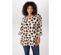 Schlupfbluse ANISTON PLUS, Damen, Gr. 54, bunt (natur, braun, schwarz), Web, Obermaterial: 100% Viskose, gemustert, figurumspielend, Rundhals, weit, Blusen Schlupfbluse, in trendigem Animalprint - NEU