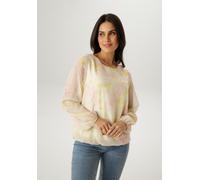 Schlupfbluse ANISTON SELECTED, Damen, Gr. 36, gelb, ocker, hellgrün, hellrosa, Web, Obermaterial: 100% Polyester. Futter: 95% Viskose, 5% Elasthan, bedruckt, geblümt, gemustert, figurumspielend hüftbe